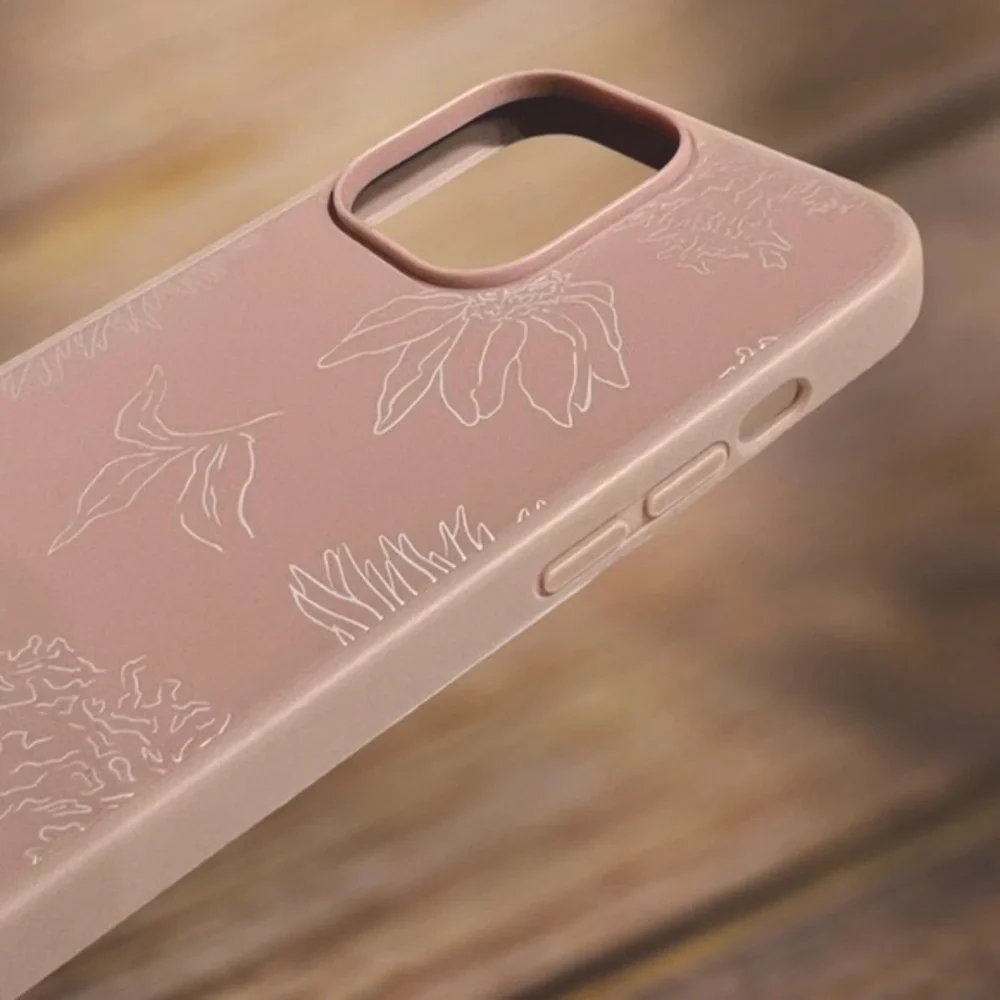 Heyday Blush Pink & Silver Metallic Floral iPhone 12ProMax Antimicrobial Case